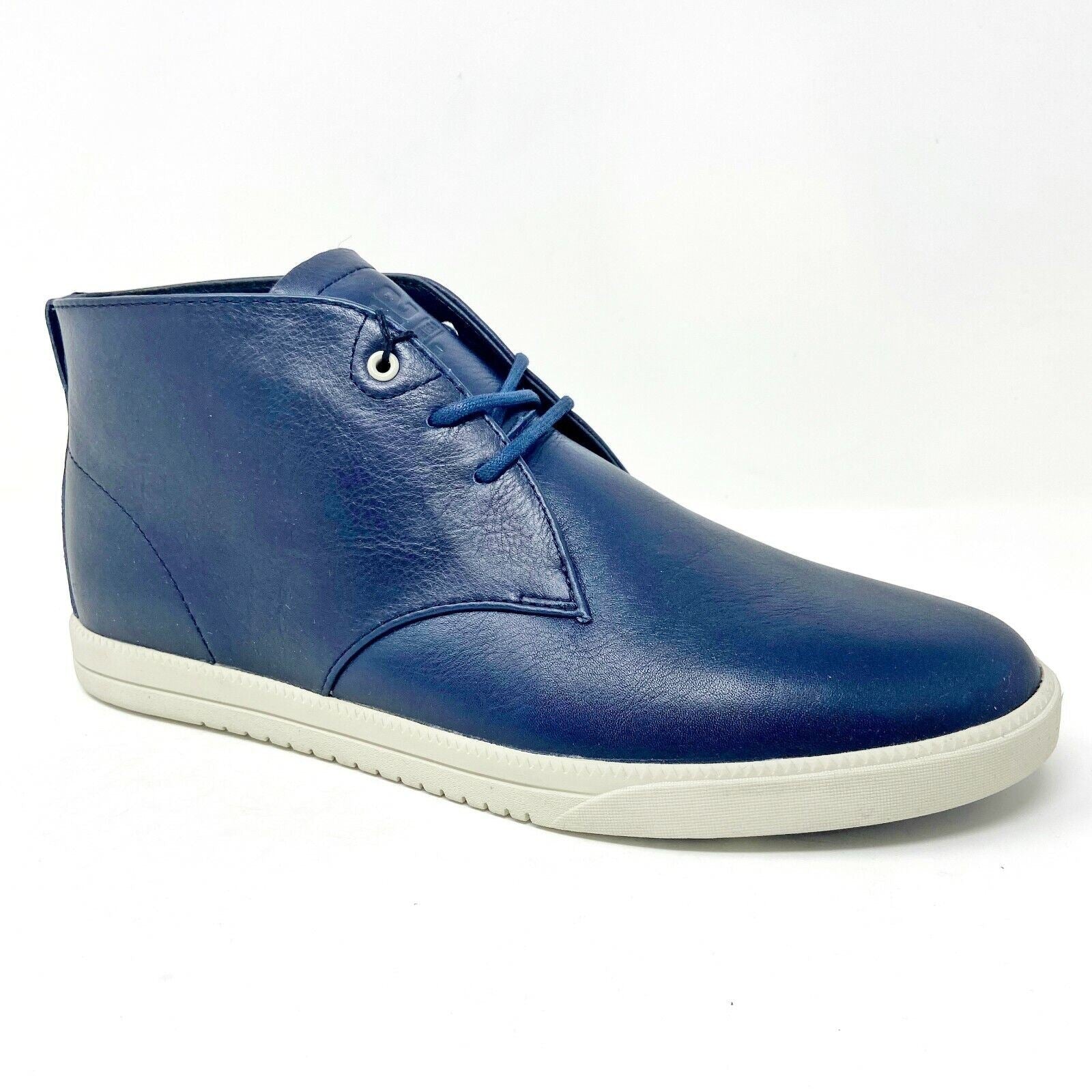 Clae Strayhorn Leather Navy Leather Mens Casual Sneakers