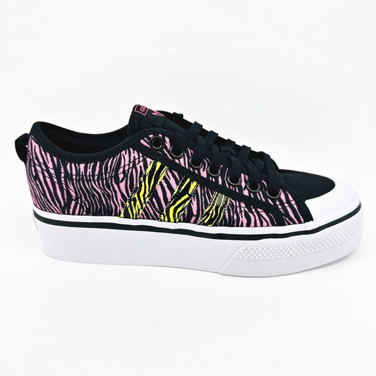 Adidas Originals Nizza Platform Black Yellow Pink Zebra Womens Sneakers IE9626
