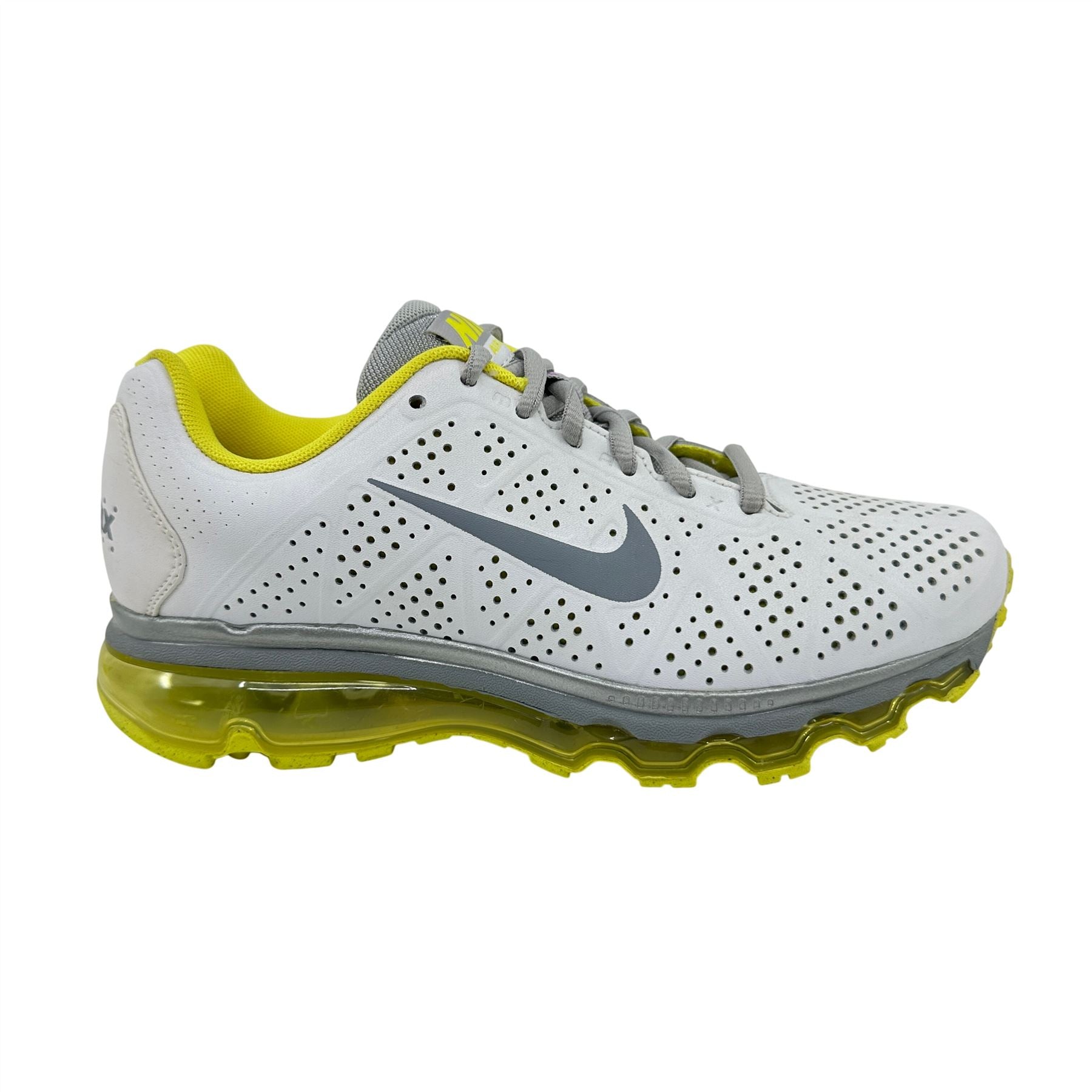 Nike Air Max+ 2011 Leather White Stealth Yellow Womens Athletic Sneaker