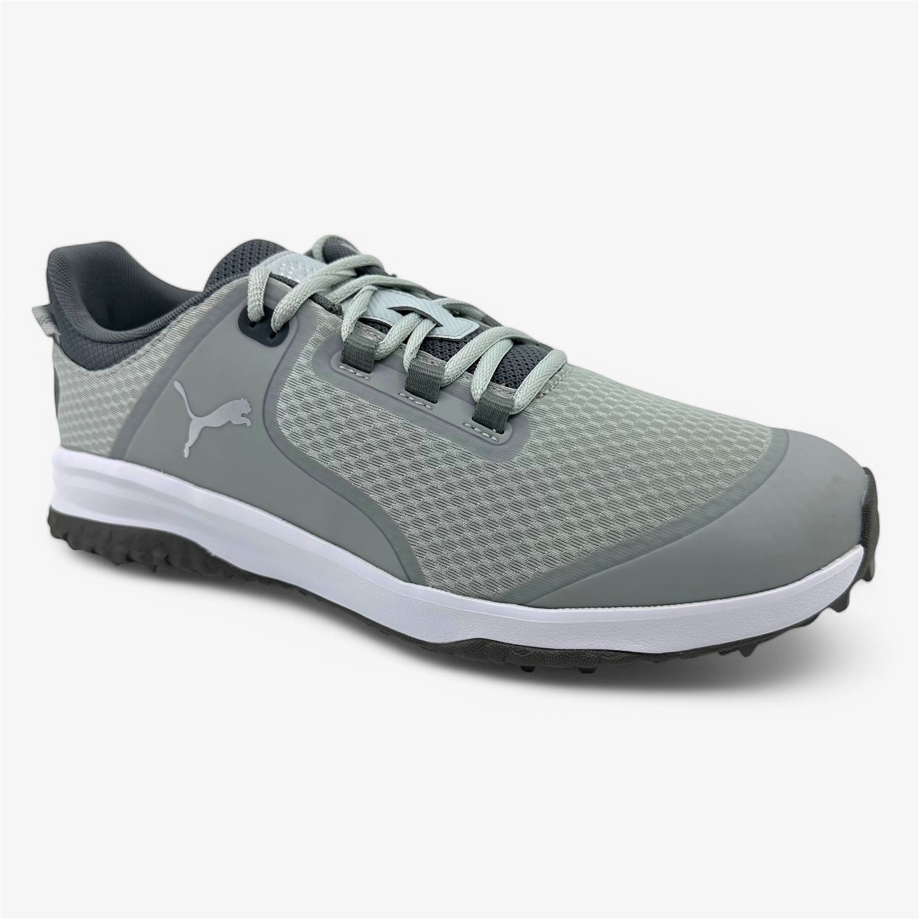 PUMA Fusion Grip Gray Silver Quiet Shade Mens Extra Wide Spikeless Golf Shoes