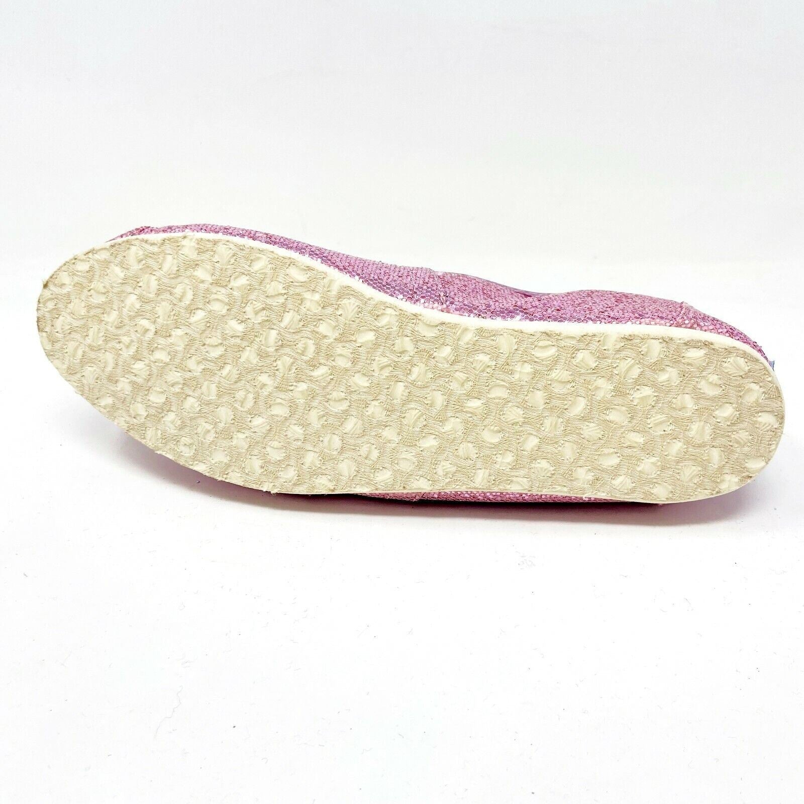 Toms Classics Pink Glitter Womens Size 6 Slip On Casual Canvas Flat Shoes