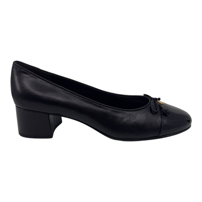 Tory Burch Cap Toe Pump 45MM Perfect Black Womens Heel Goat Leather Pump