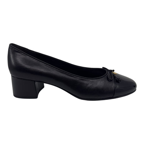 Tory Burch Cap Toe Pump 45MM Perfect Black Womens Heel Goat Leather Pump