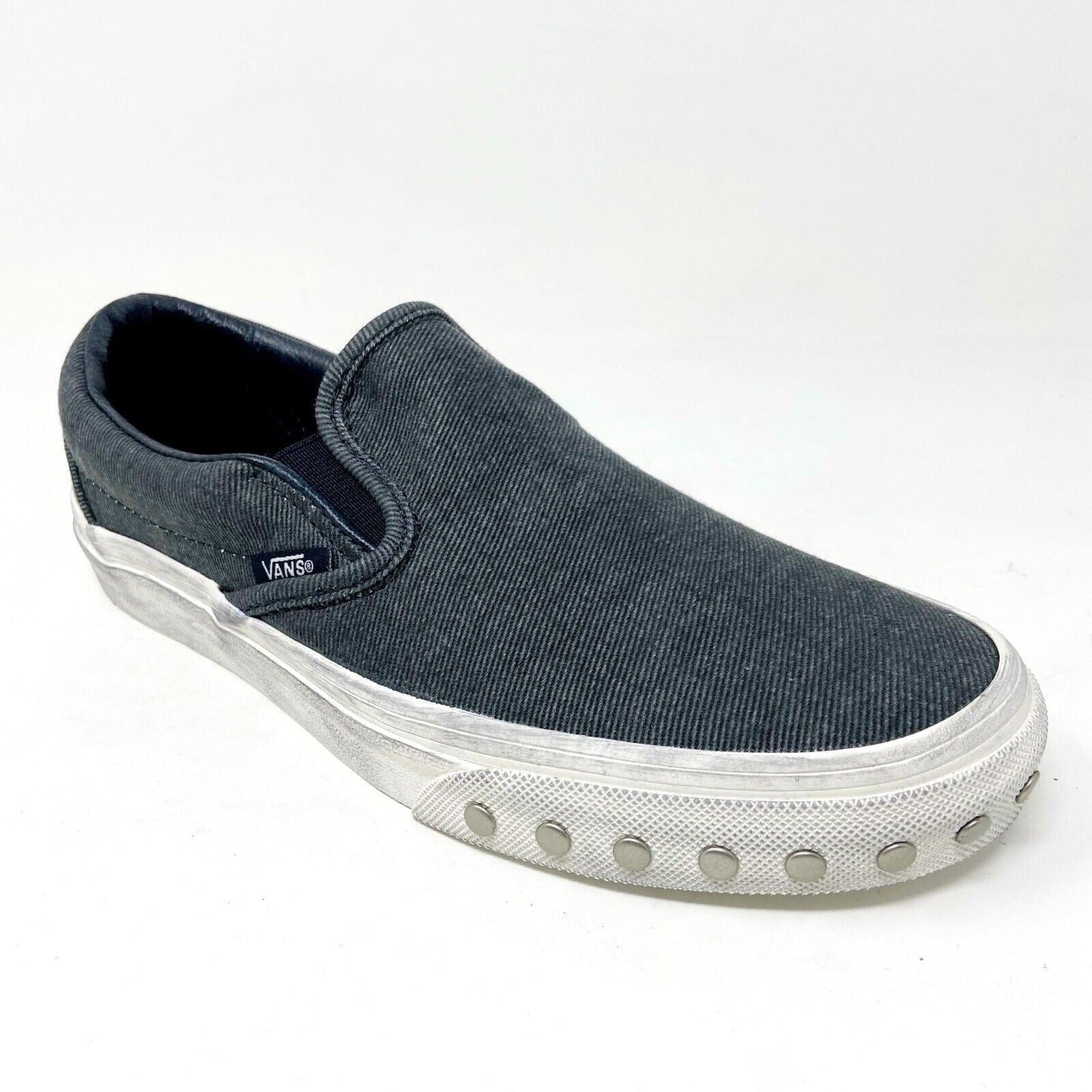 Vans Classic Slip On Overwashed Graphite Gray White Womens Casual Shoes