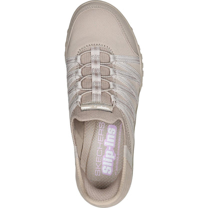 Women's Wide Fit Skechers 100593 Breathe Easy Roll With Me Shoes - Taupe