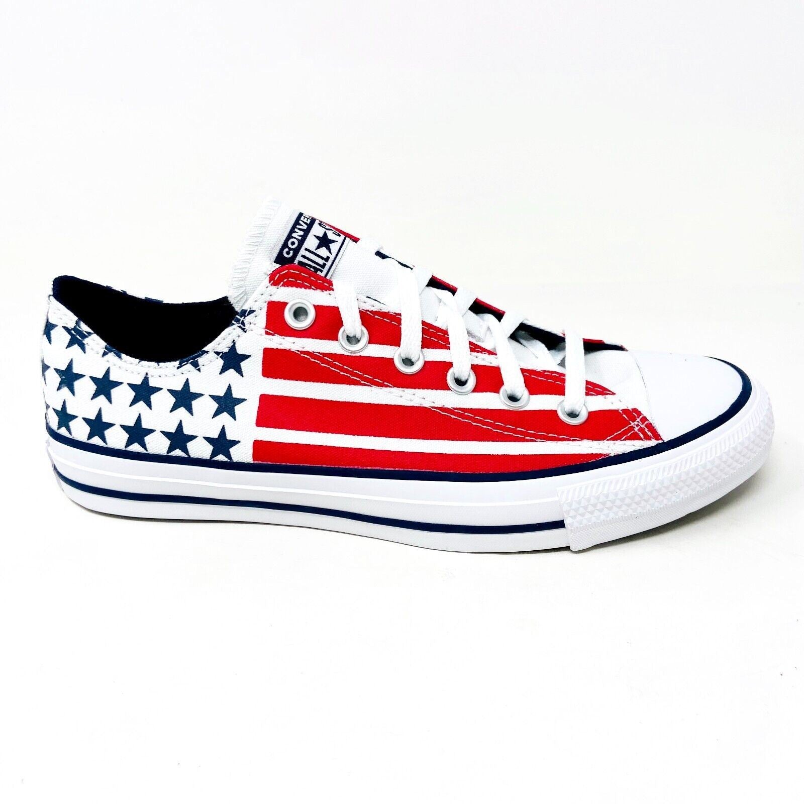Converse CTAS Ox White Red Blue Mens July 4th USA Stars Stripes Shoes 167838F