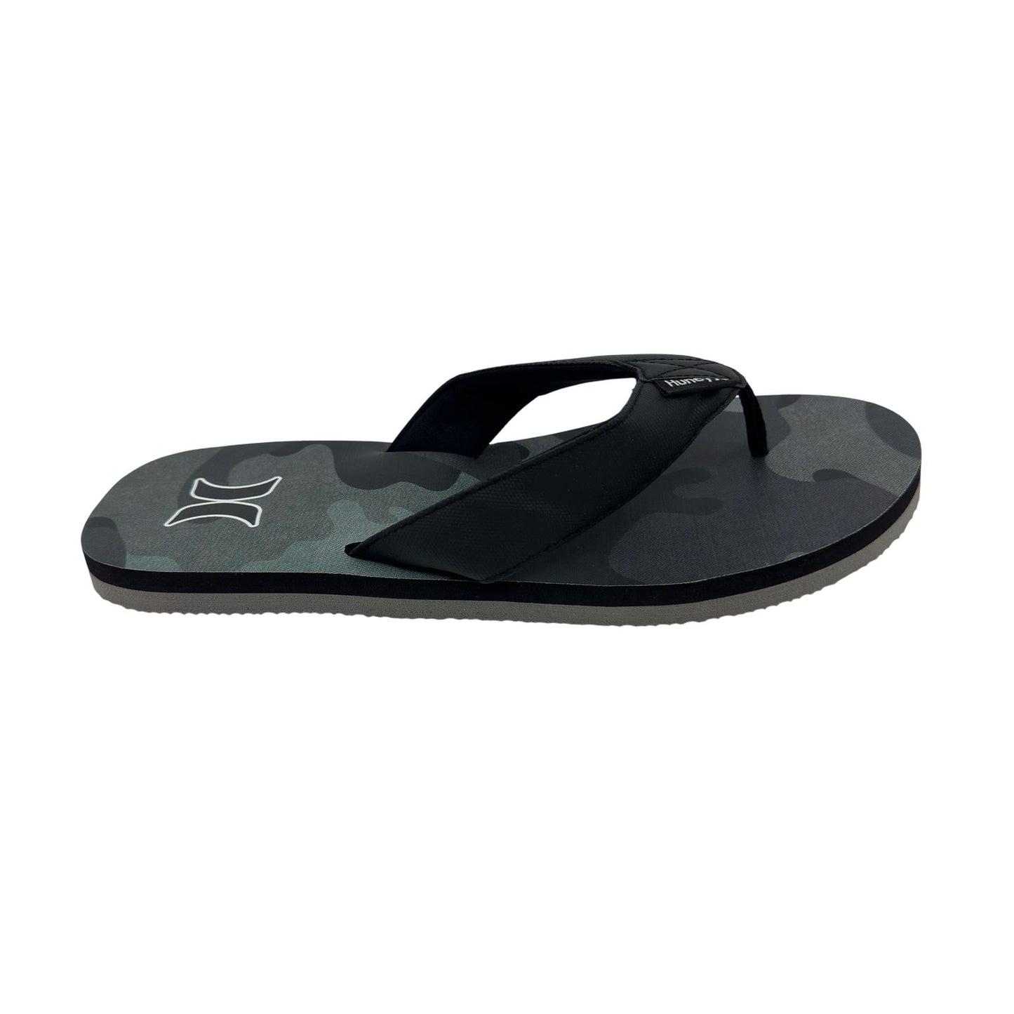 Hurley Logo Grey Camo Black Mens Sandal Pool Beach Flip Flop