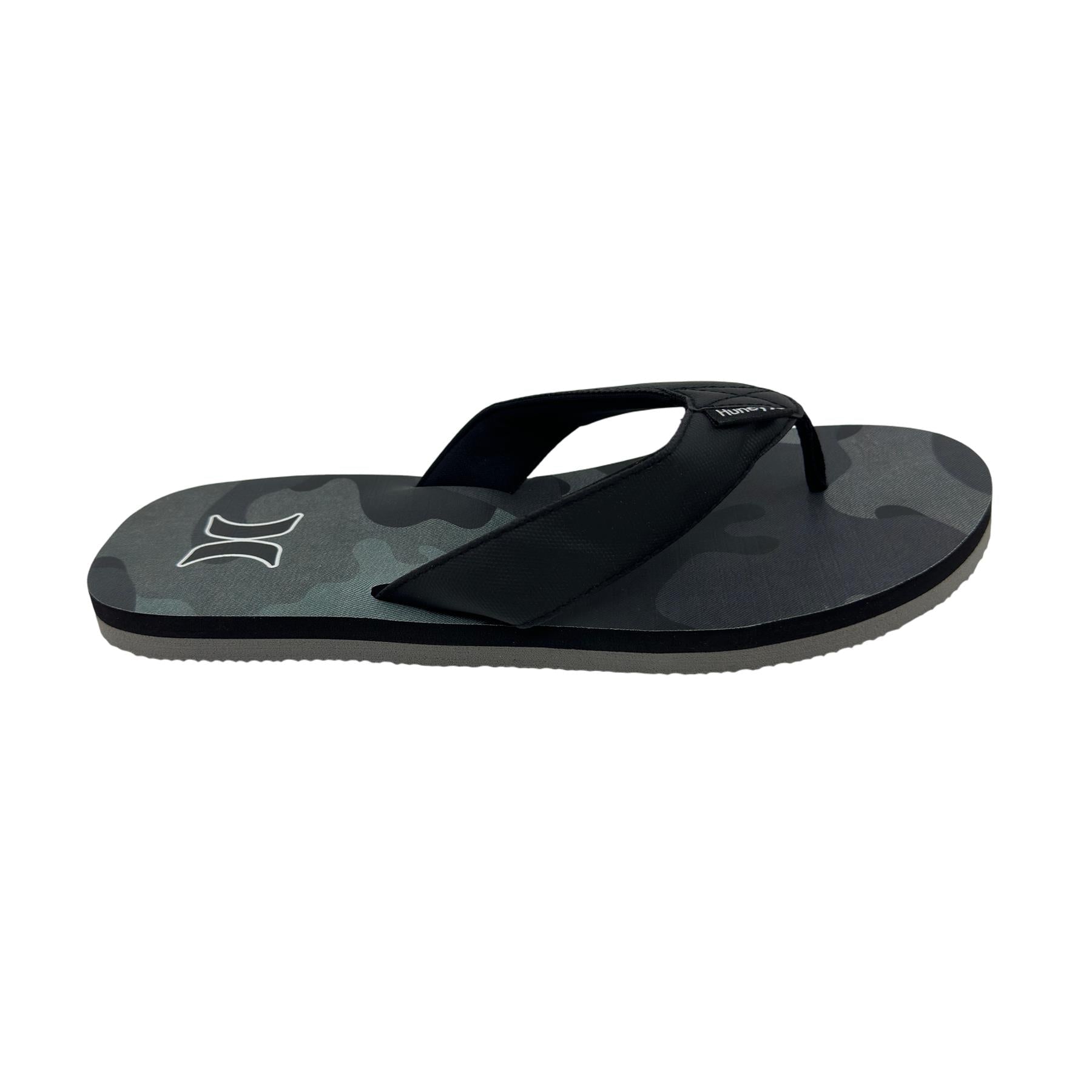 Hurley Logo Grey Camo Black Mens Sandal Pool Beach Flip Flop