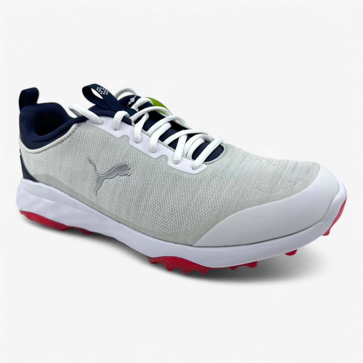 PUMA Fusion Pro White Navy Red Mens Extra Wide Spikeless Golf Shoes