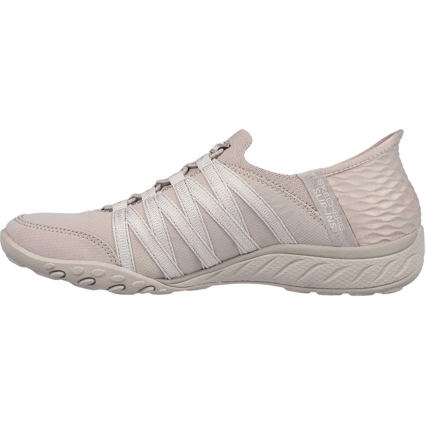 Women's Wide Fit Skechers 100593 Breathe Easy Roll With Me Shoes - Taupe