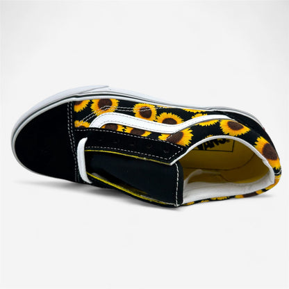 VANS Old Skool Sunflower Black Yellow Kids Girls Athletic Sneaker