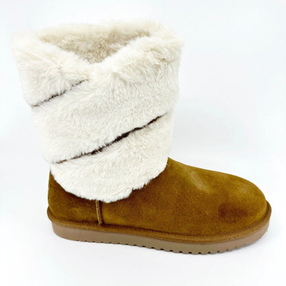 Koolaburra by UGG Dezi Short Chestnut  Womens Size 8 Faux Fur Shearling Boots