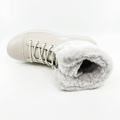 Skechers Roadies Top It Off Off White Womens Combat Boots Comfort Shoes