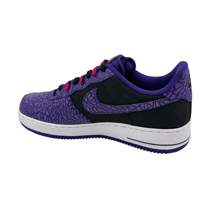 Nike Air Force 1 Black Court Purple Mens Athletic Crackled Gozilla Sneaker