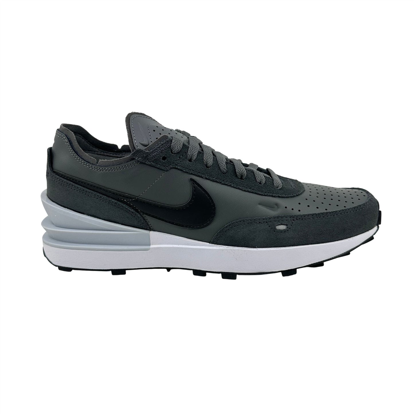 Nike Waffle One Leather Iron Grey Black Mens Athletic Sneaker