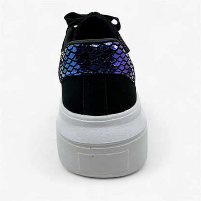Skechers Cordova Classic Mirrored Brights Black Womens Athletic Sneaker