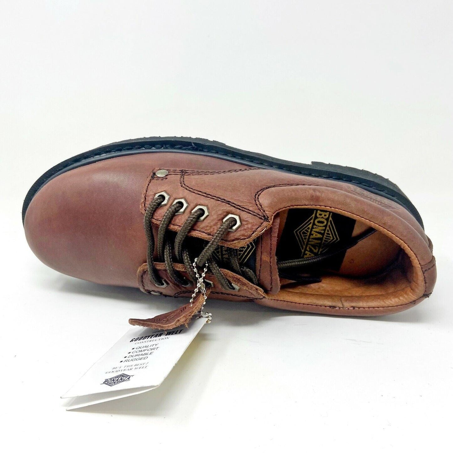 Bonanza Brown Black Leather Mens Size 13 Slip Resistant Work Boots BA415