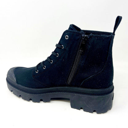 Palladium Pallabase Twill Black Womens Combat Platform Boots 96907 008
