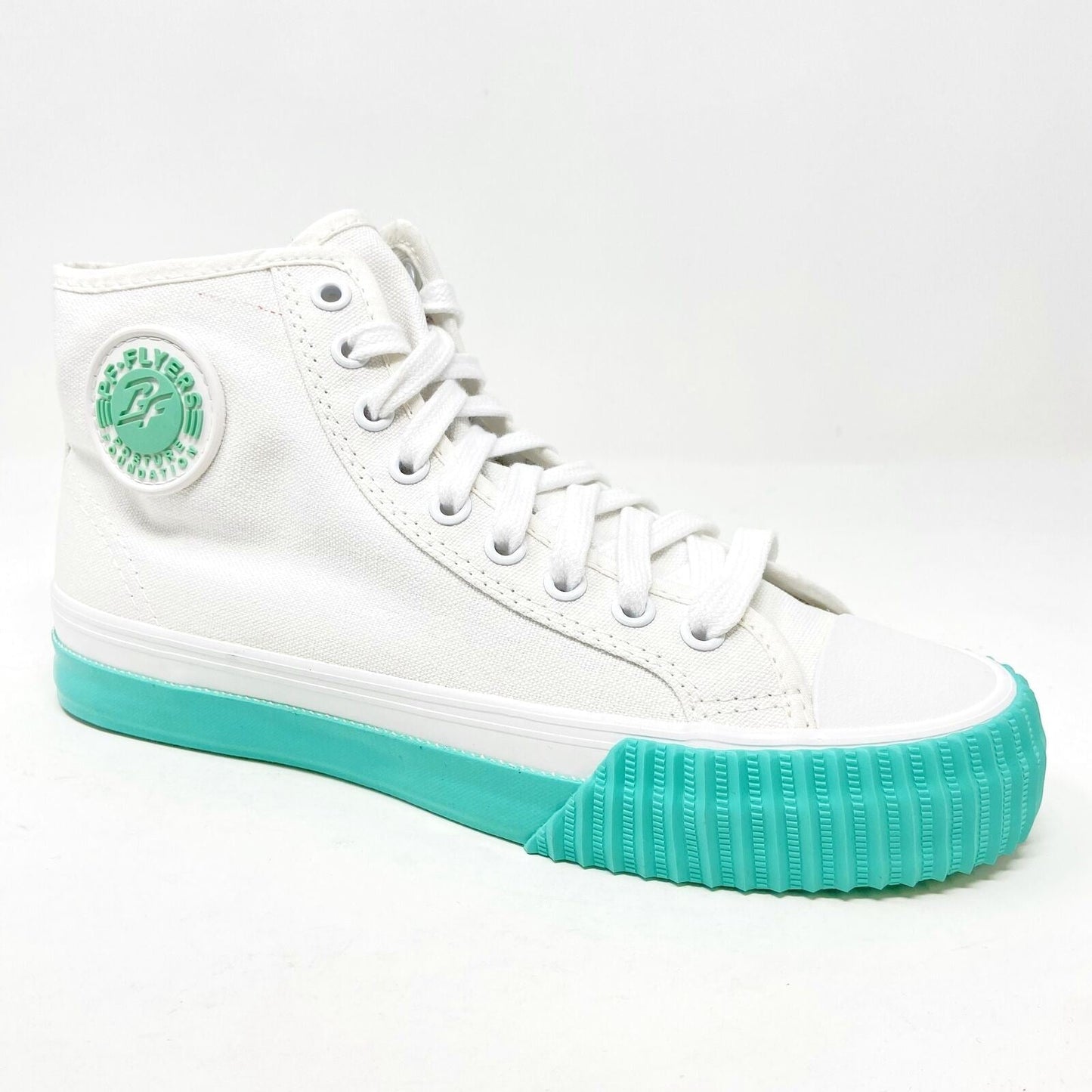 PF Flyers Center Hi White Teal Womens Retro Casual Sneakers PM12OH1W