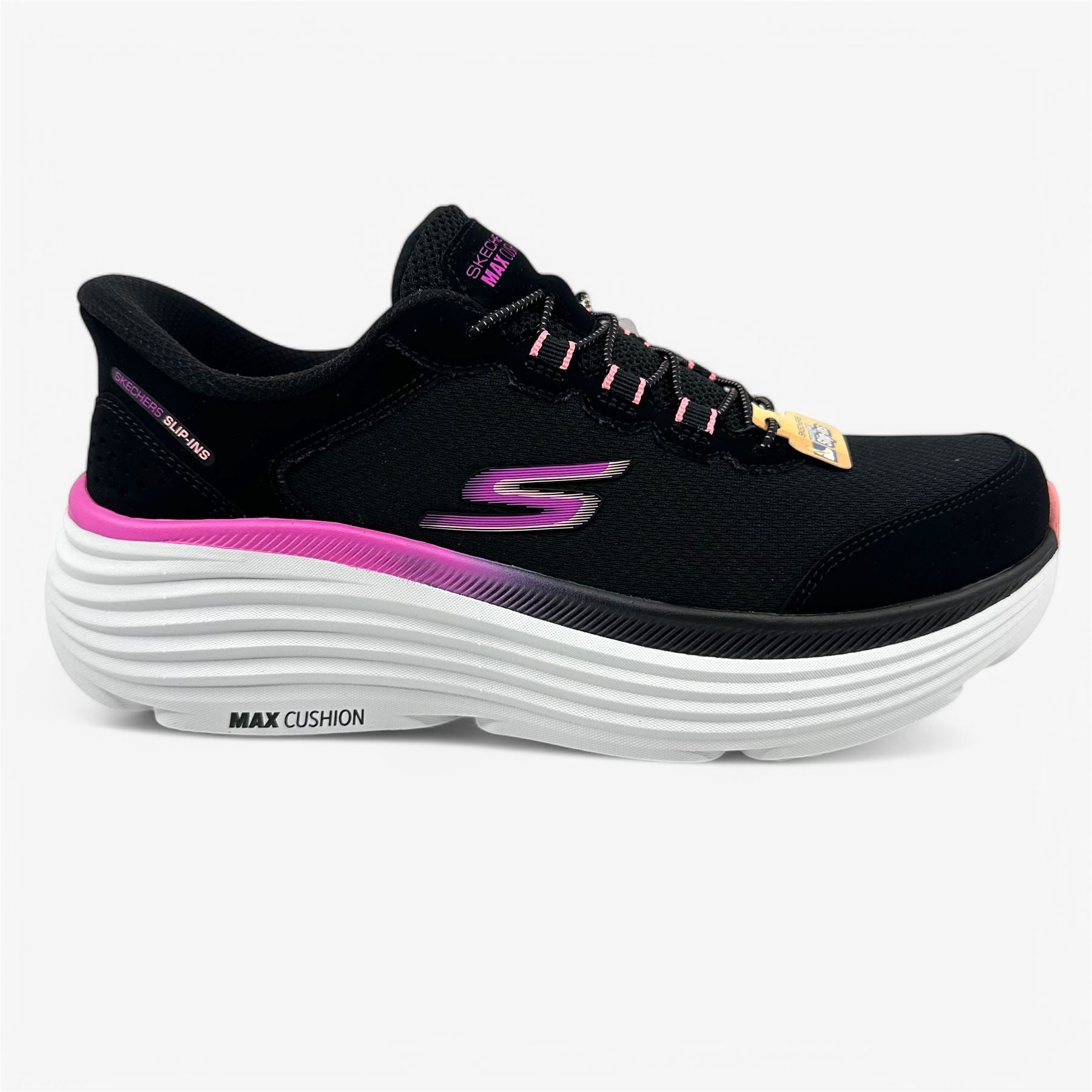 Skechers Max Cushioning Endevour Cardova Black Pink Womens Athletic Sneaker
