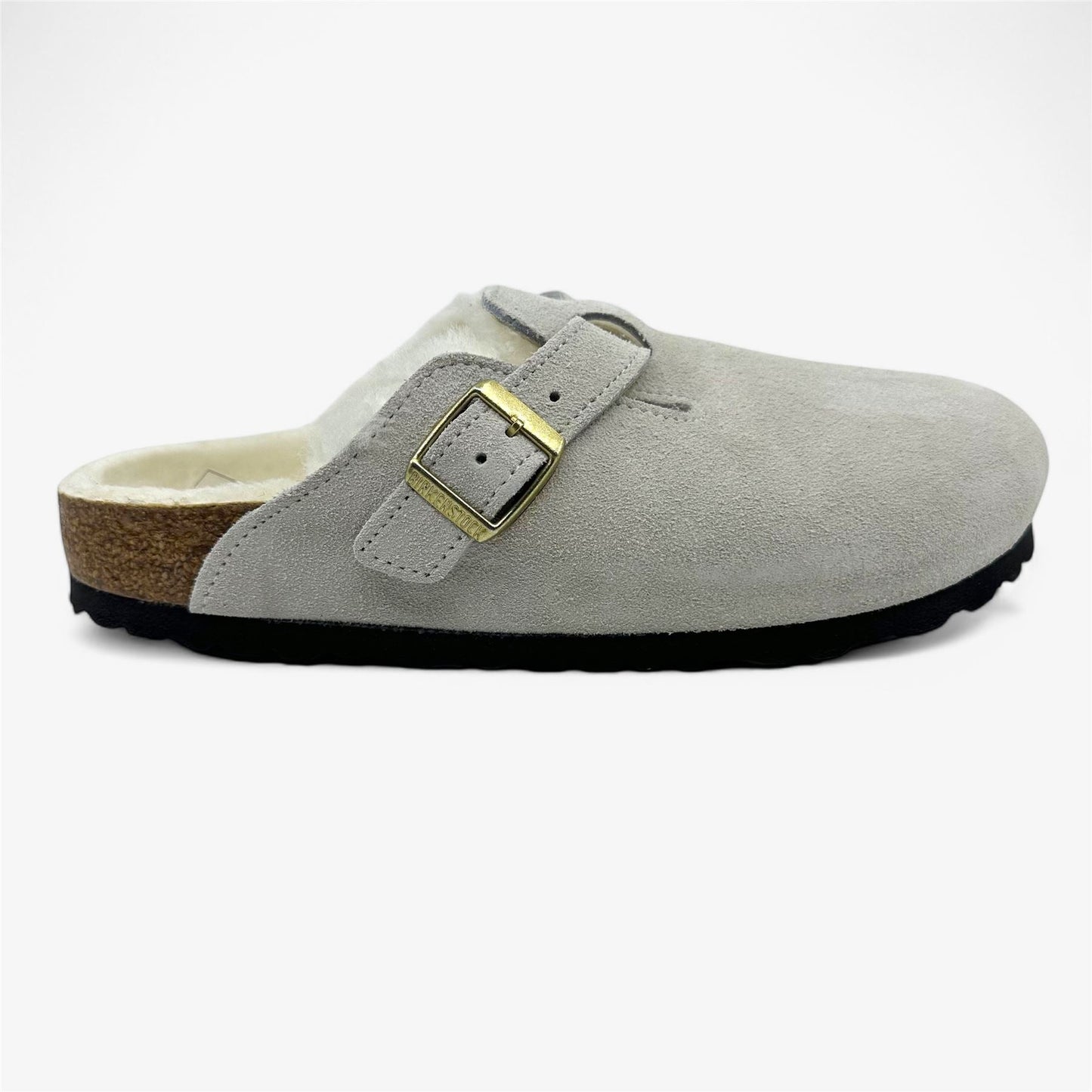 Birkenstock Boston VL Shearling Antique White Womens Casual Soft Footbead Clog
