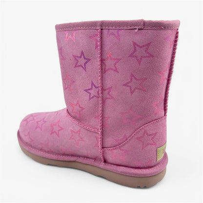 UGG Classic II Iridescent Star Orchid Pink Kids Girls Size 5 Shearling Style