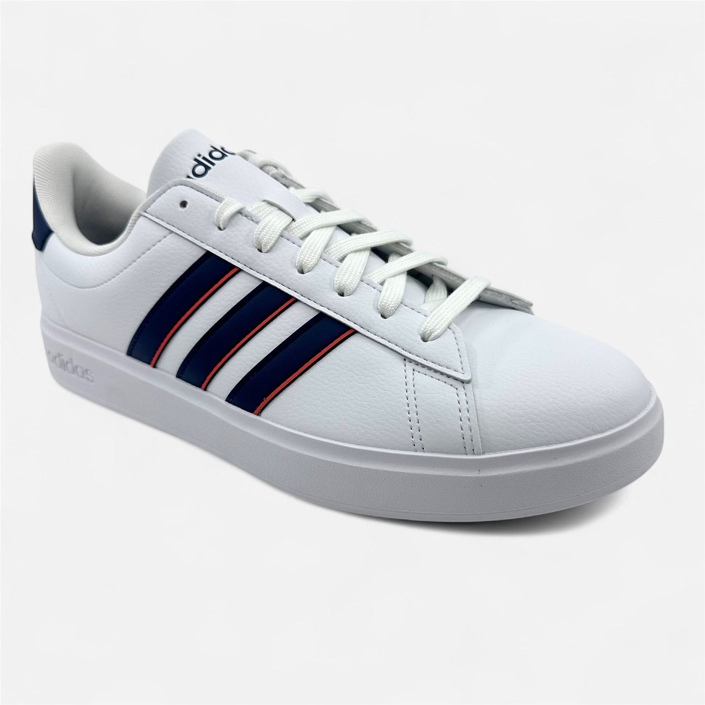 Adidas Grand Court 2.0 White Dark Blue Preloved Scarlet Mens Athletic Sneaker