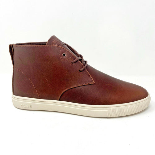 Clae Strayhorn SP Chestnut Oiled Leather Mens Premium Casual Sneakers