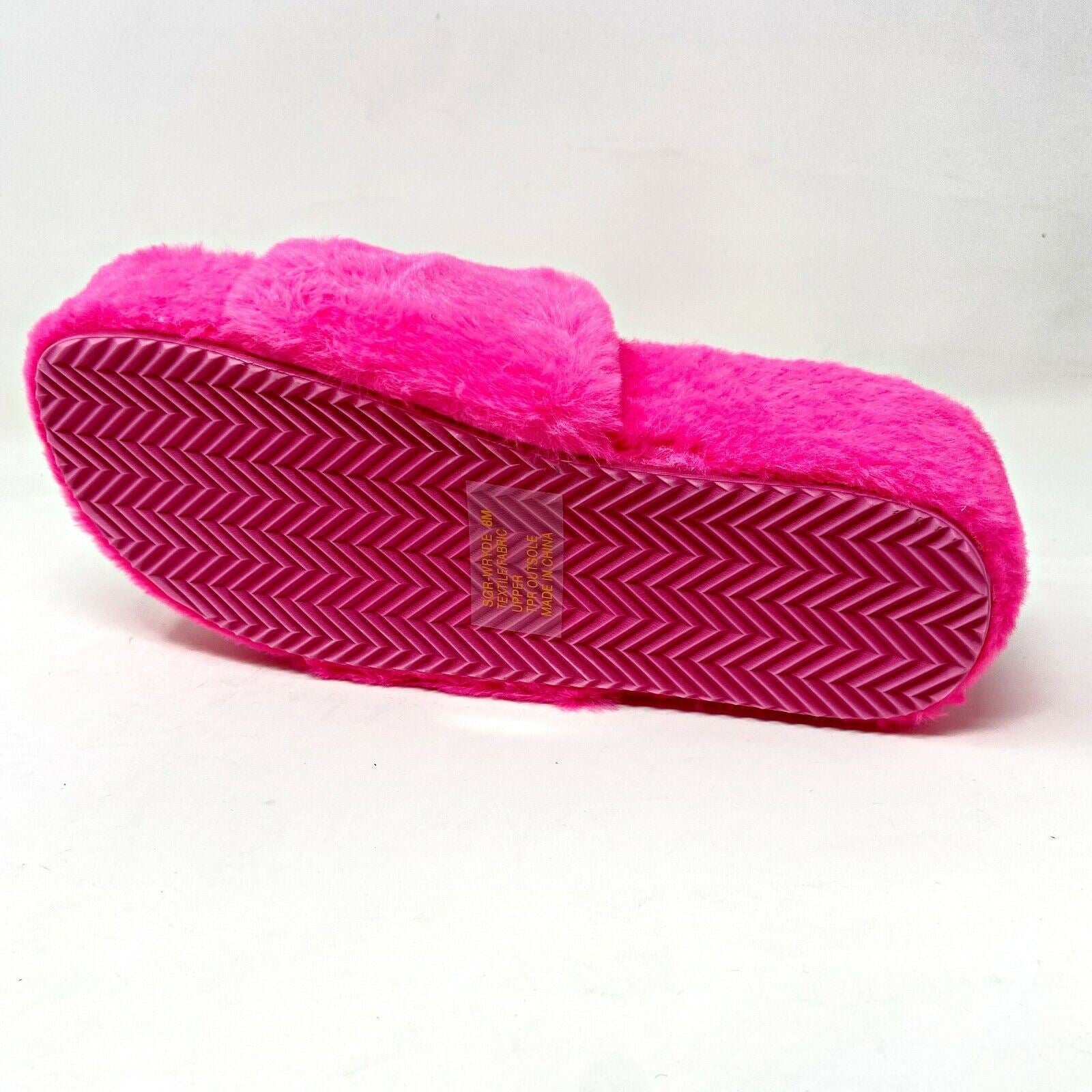 Sugar Wryde Hot Pink Platform Womens Fluffy Slip On Fur Slipper Warm Sandals