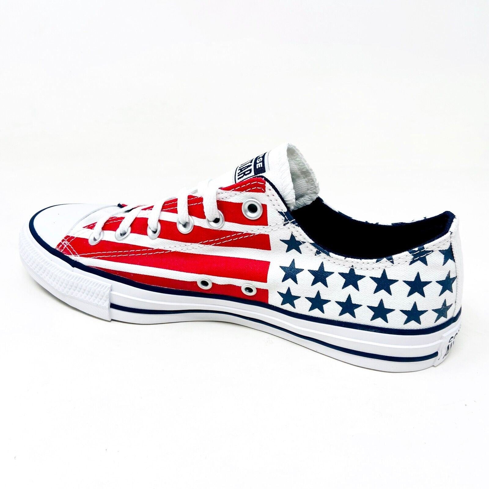 Converse CTAS Ox White Red Blue Mens July 4th USA Stars Stripes Shoes 167838F