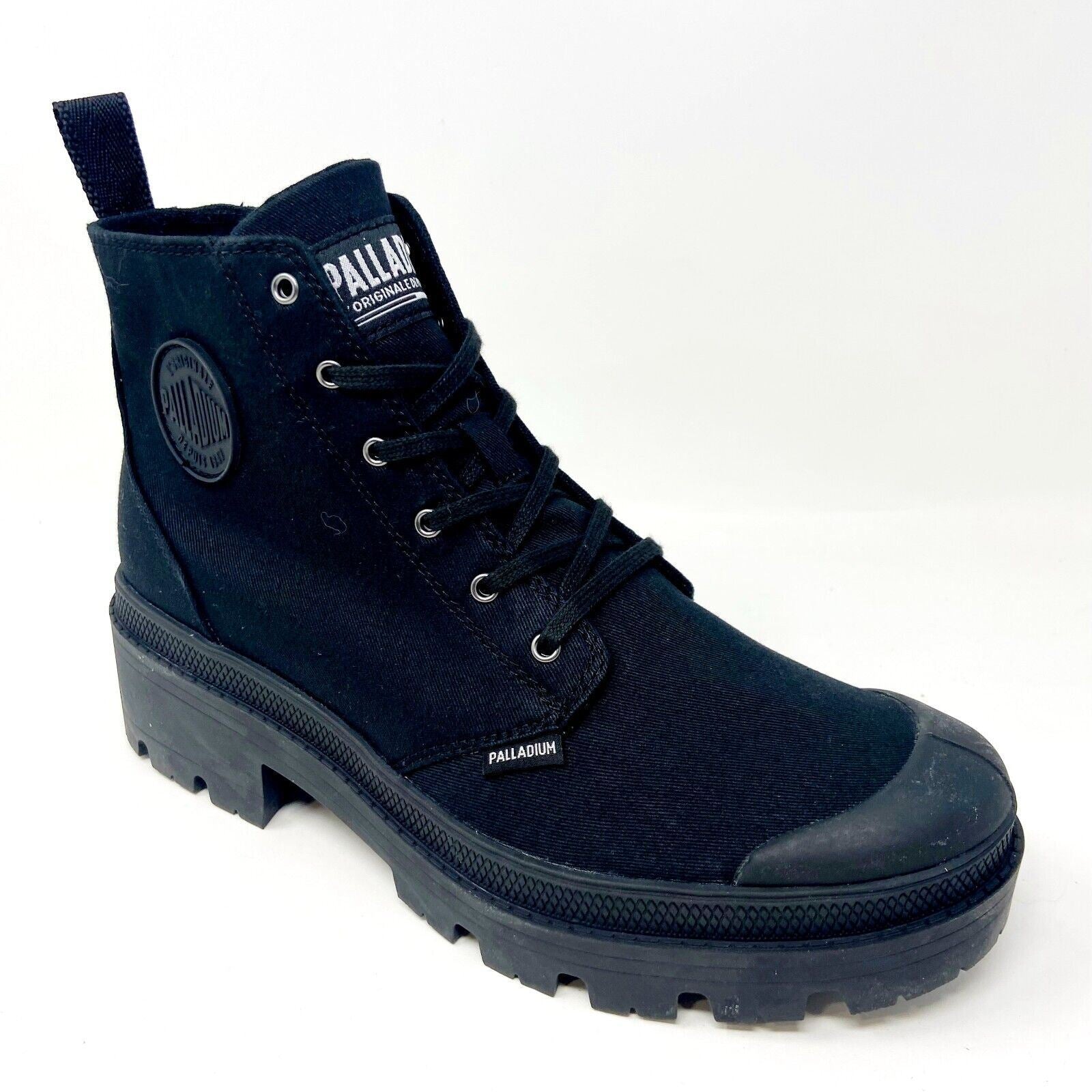 Palladium Pallabase Twill Black Womens Combat Platform Boots 96907 008