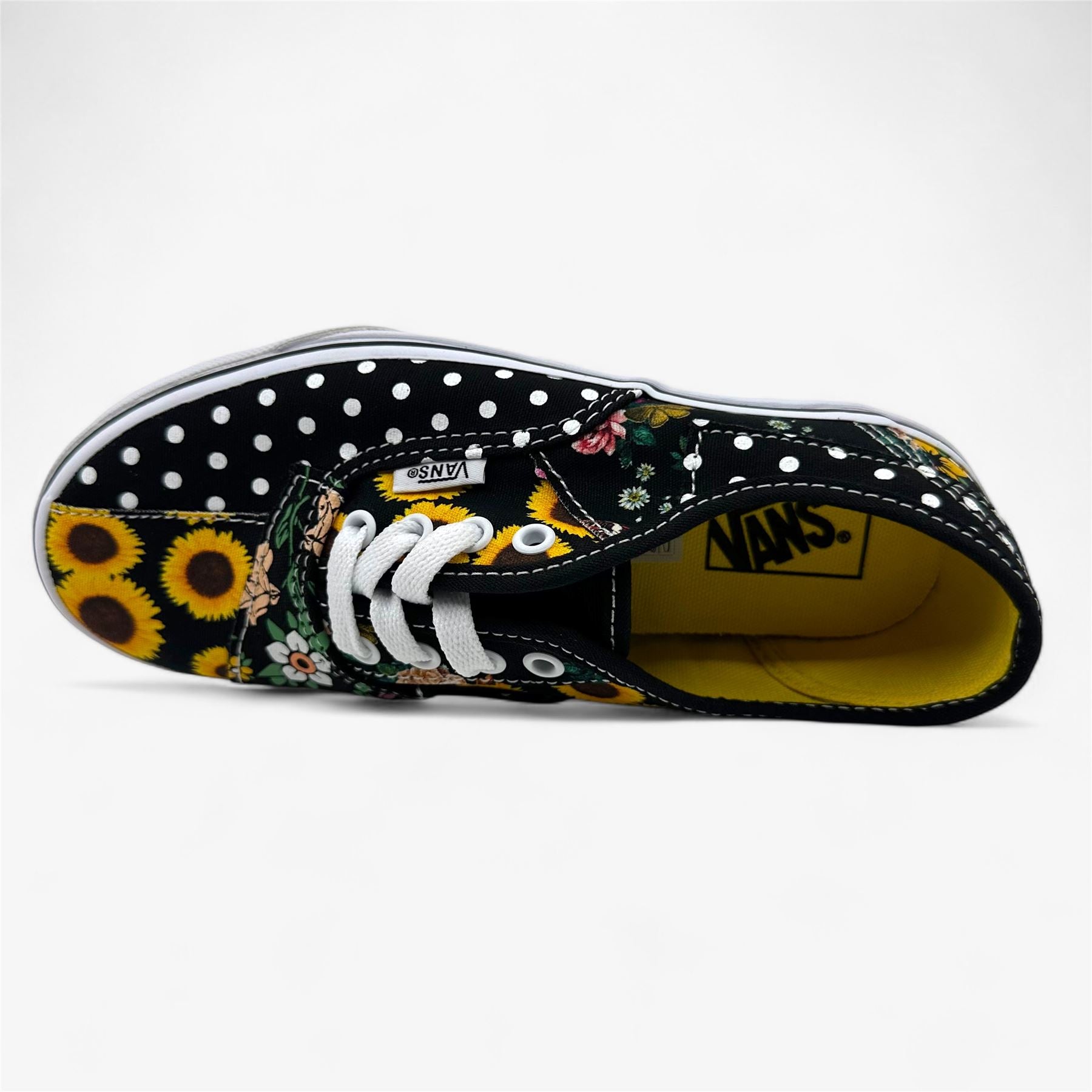 Vans Authentic Patch Sunflower Black Yellow Kids Girls Size 3 Athletic Sneaker