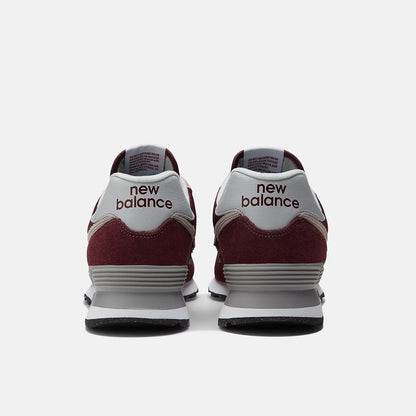 Women's Wide Fit New Balance ML574EVM Walking/Running Trainers - Exclusive - Burgundy/White ENCAP