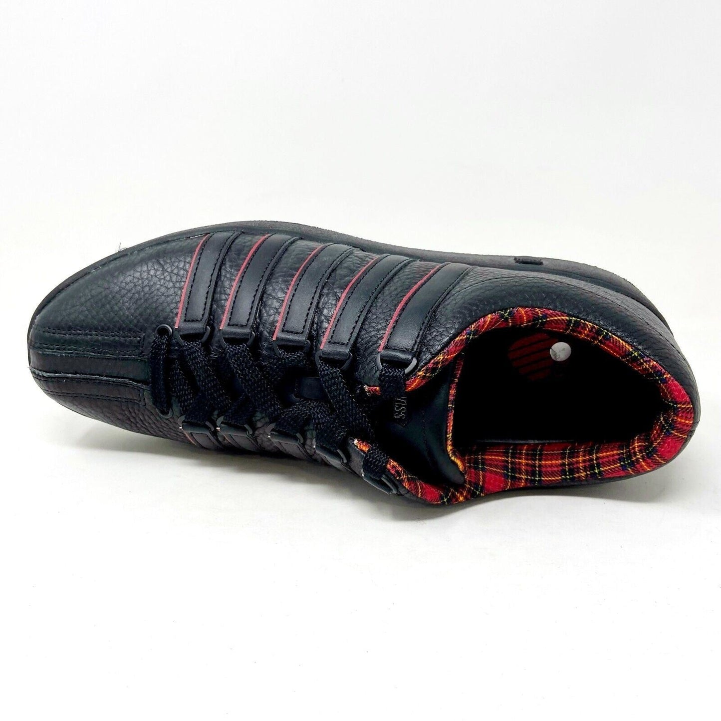 K-Swiss Mens Classic LXP Black Red Tartan Leather Sneakers 01012069