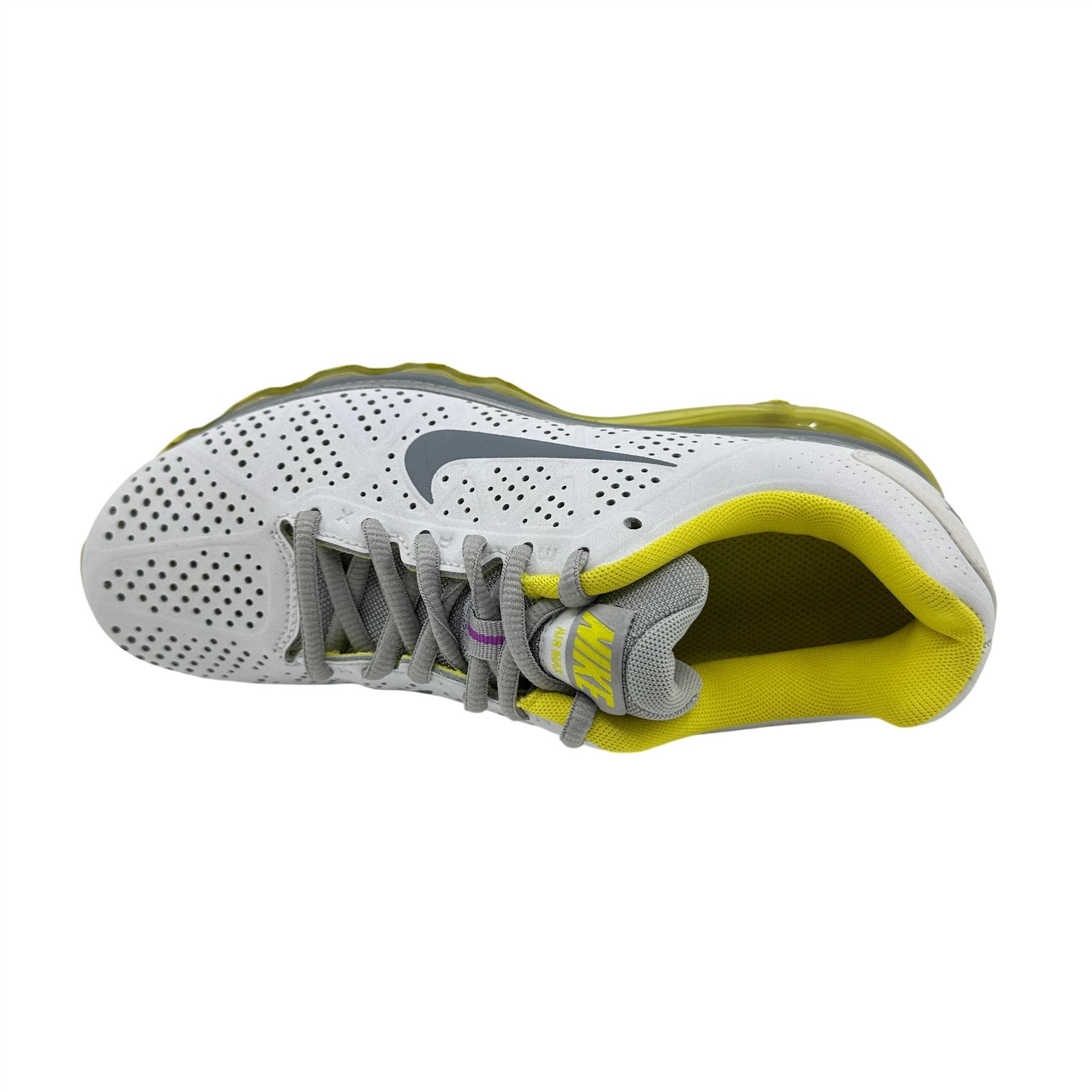 Nike Air Max+ 2011 Leather White Stealth Yellow Womens Athletic Sneaker