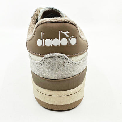Diadora Davis Leather Premium White Sandshell Natural Mens Retro Sneakers