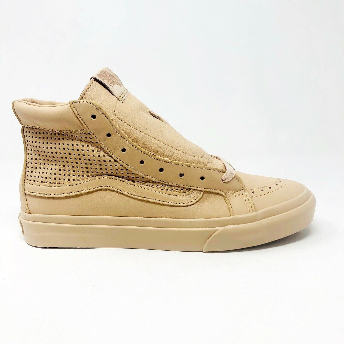 Vans Sk8 Hi Slim Cutout (Square Perf) Amberlight Beige Womens Leather Shoes