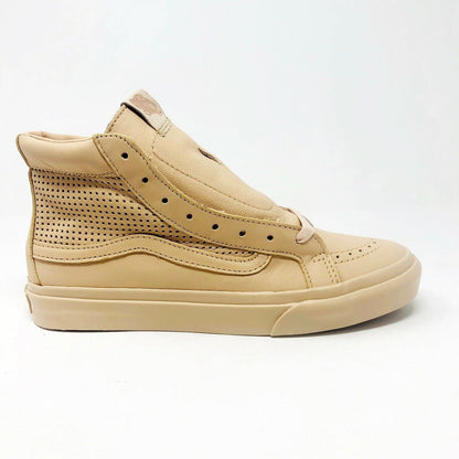 Vans Sk8 Hi Slim Cutout (Square Perf) Amberlight Beige Womens Leather Shoes