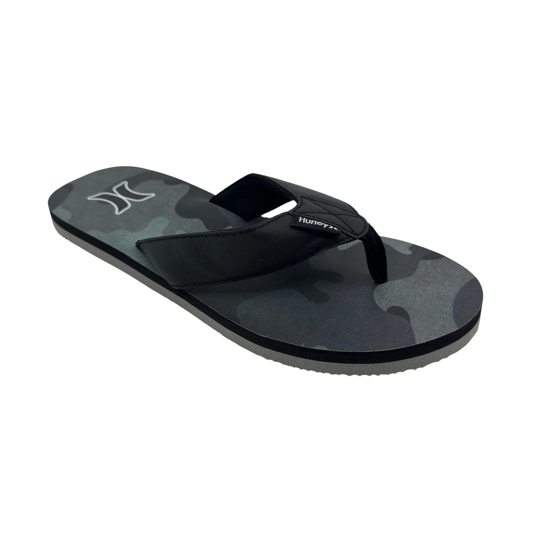 Hurley Logo Grey Camo Black Mens Sandal Pool Beach Flip Flop