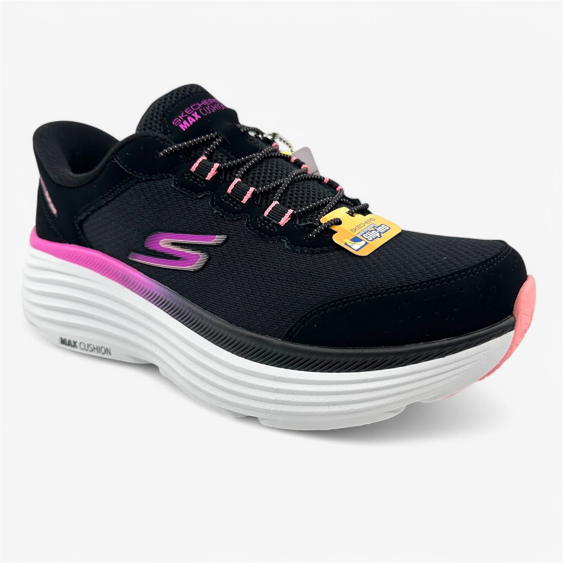 Skechers Max Cushioning Endevour Cardova Black Pink Womens Athletic Sneaker