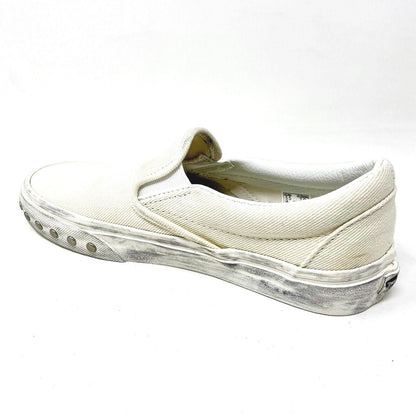 Vans Classic Slip On (Overwashed) White Womens Studded Casual Shoes