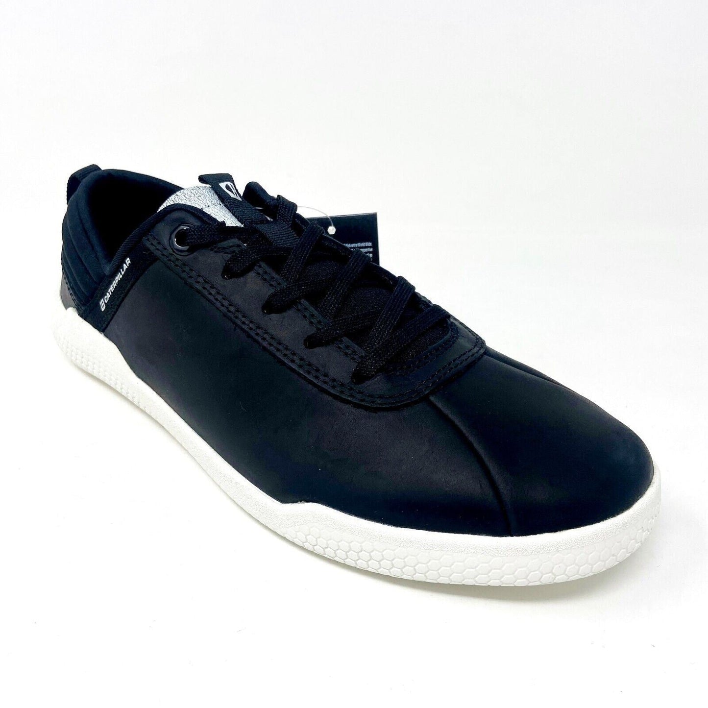 Caterpillar CAT Hex Black White Mens Leather Casual Shoes Sneakers P724185