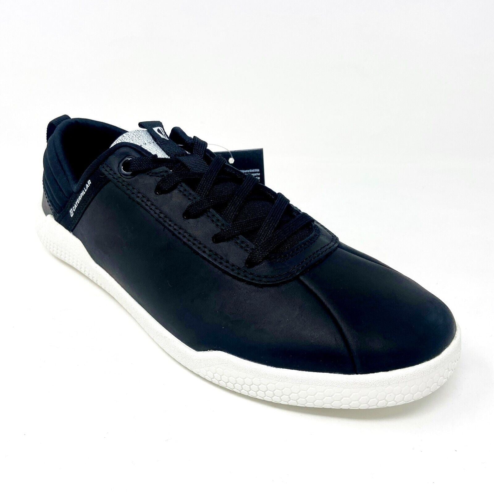 Caterpillar CAT Hex Black White Mens Leather Casual Shoes Sneakers P724185