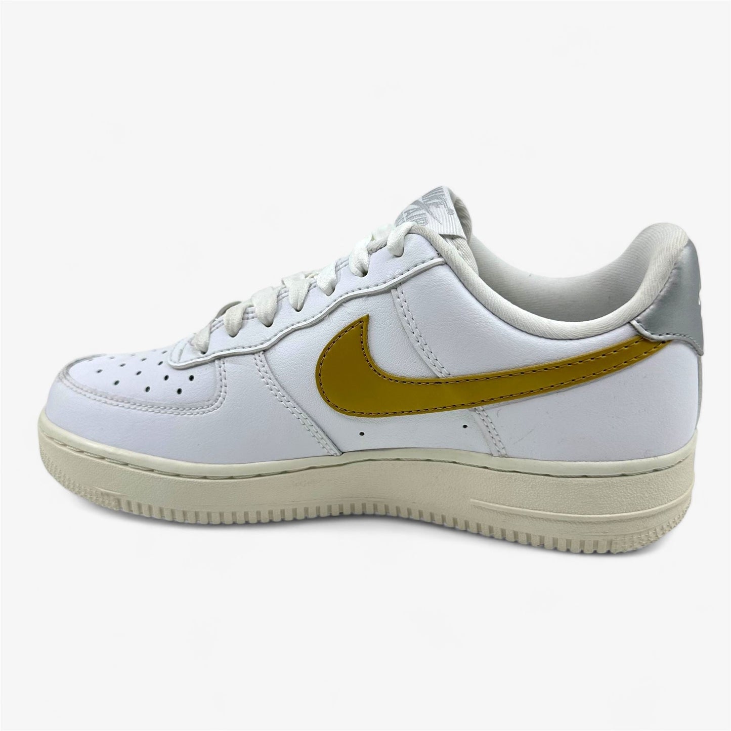 Nike Air Force 1 '07 White Metallic Gold Womens Size 7 Athletic Sneaker