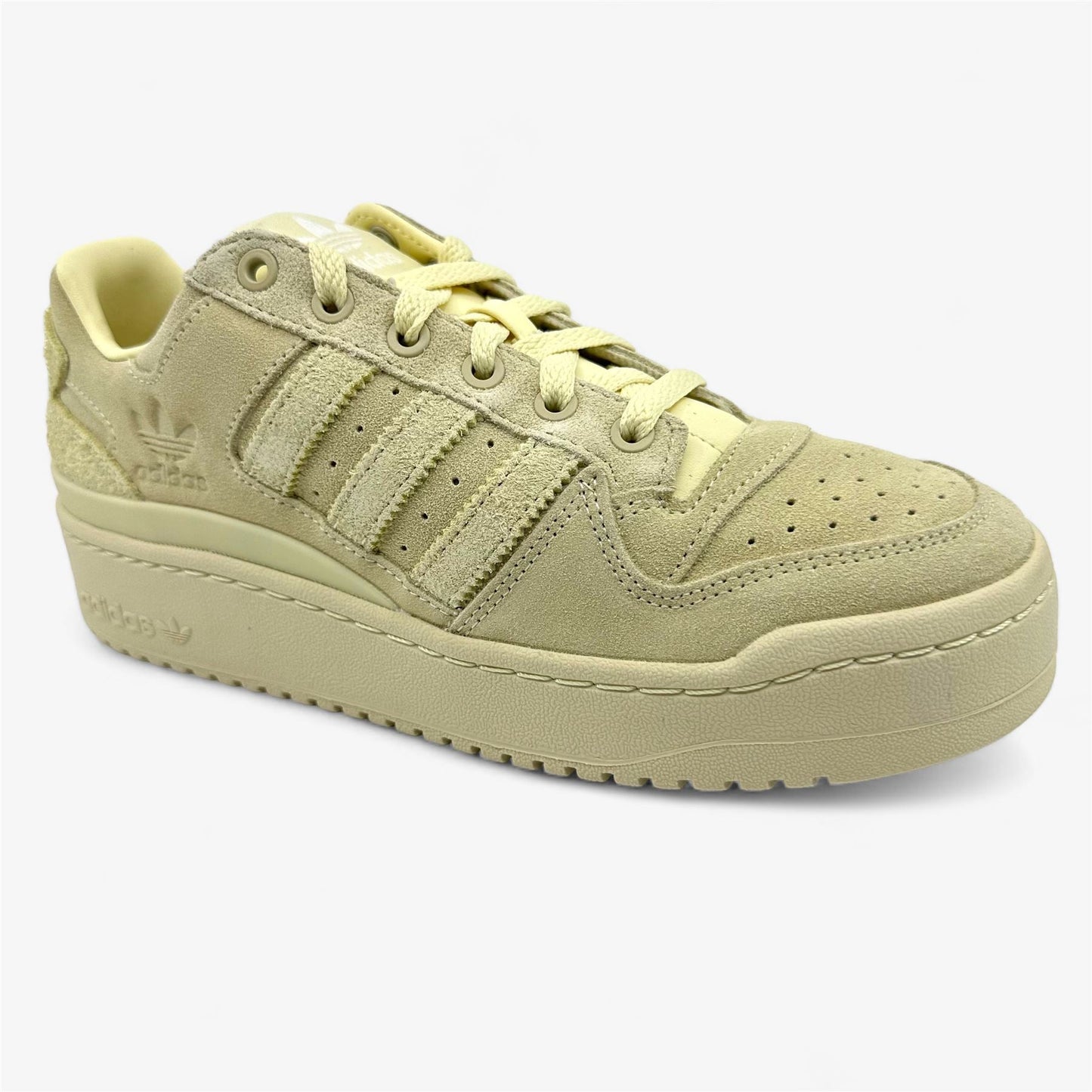 Adidas Forum Bold Stripes Yellow Beige Cream Womens Athletic Sneaker
