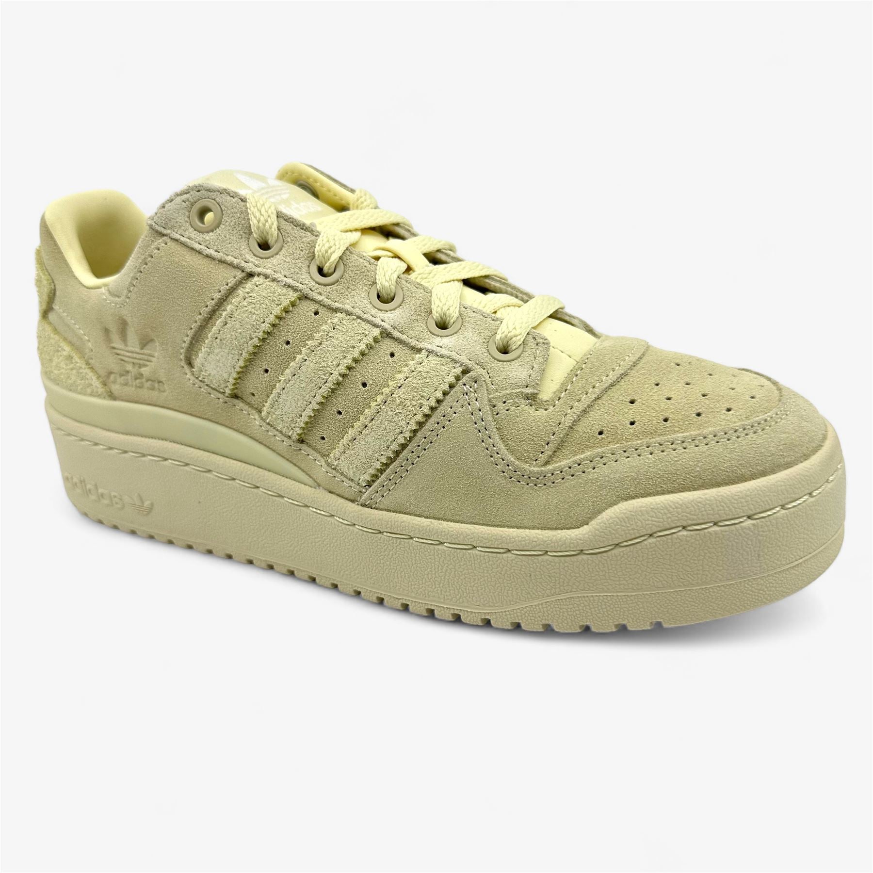 Adidas Forum Bold Stripes Yellow Beige Cream Womens Athletic Sneaker
