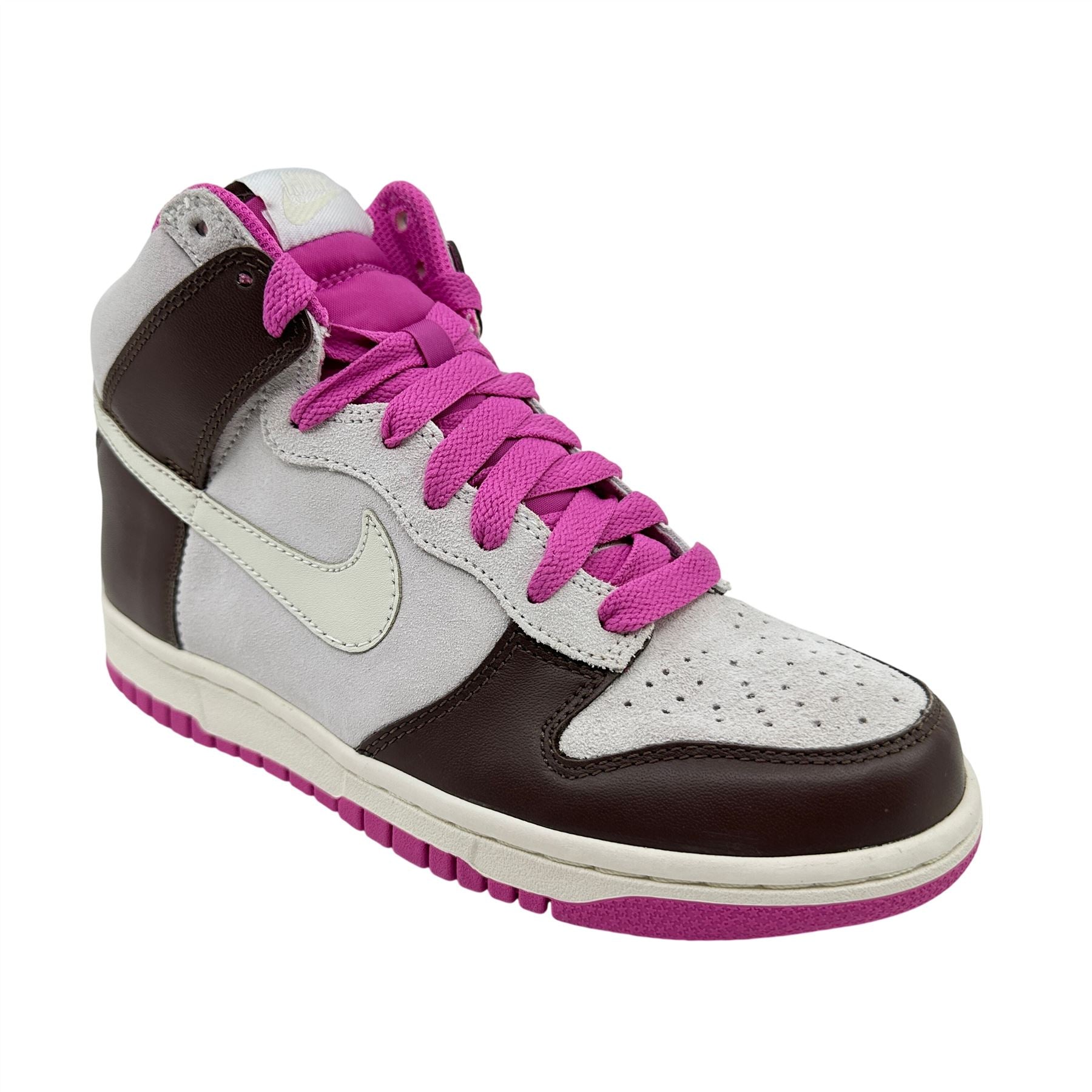 Nike Dunk High White Chocolate Brown Pink Womens Athletic Sneaker