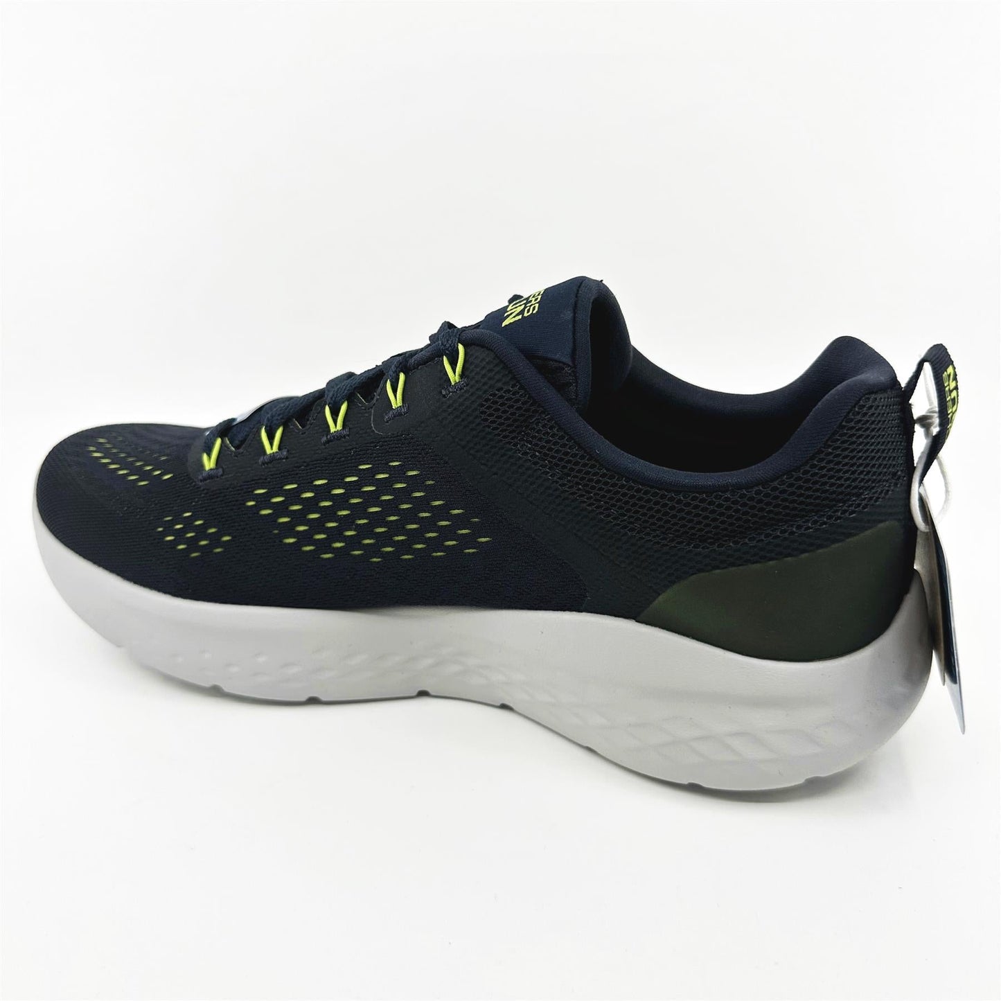 Skechers Go Run Lite Navy Lime Mens Slip On Sneakers