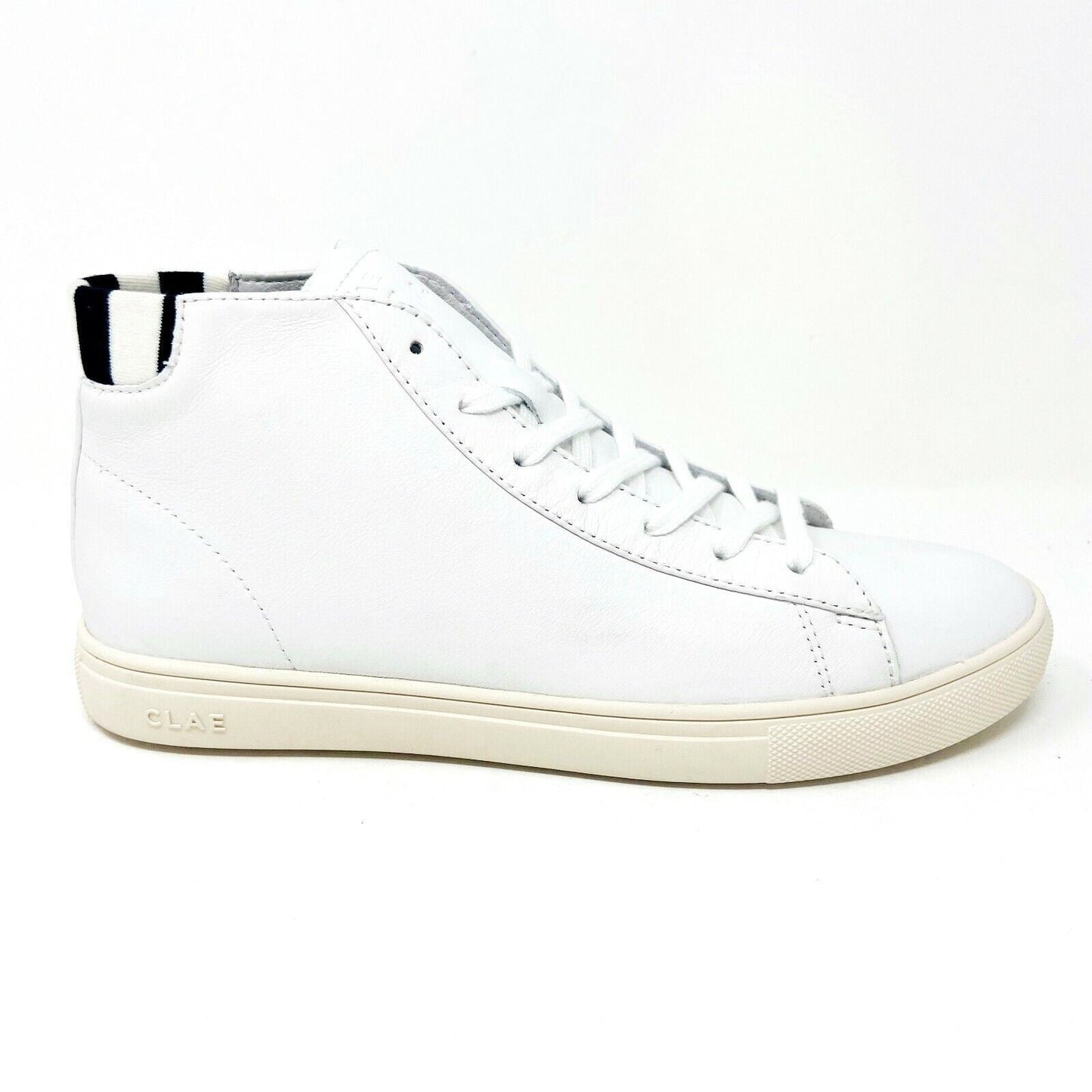 Clae Bradley Mid x Agnes B White Leather Mens Premium Casual Sneakers