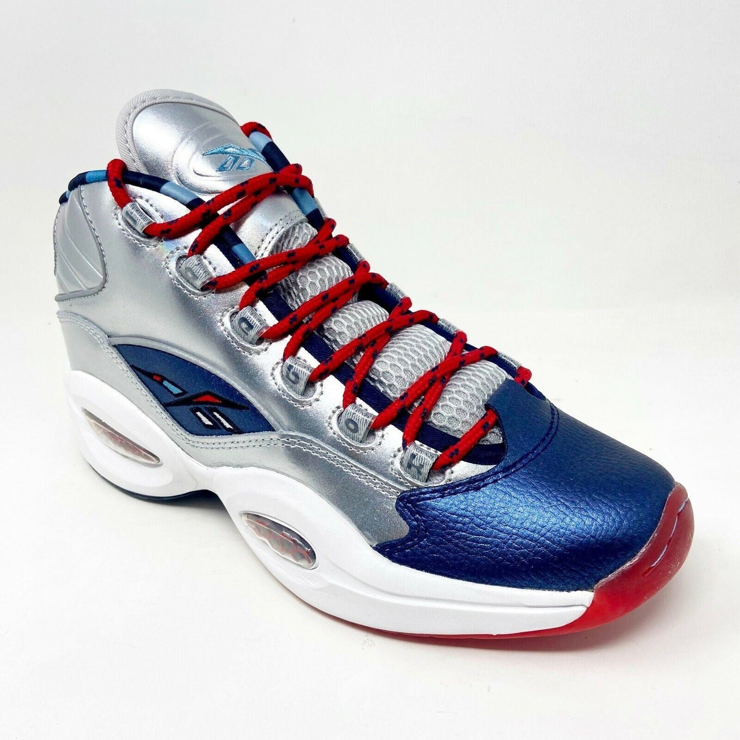 Reebok Question Mid Silver Blue Red Harden Iverson Mens Basketball Shoes FZ1366